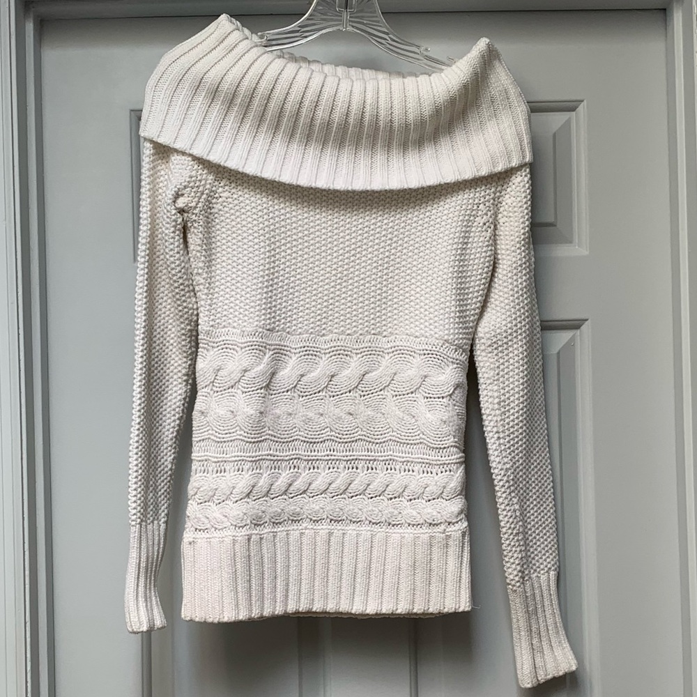 WHBM White Textured Off Shoulder Sweater Sz XS